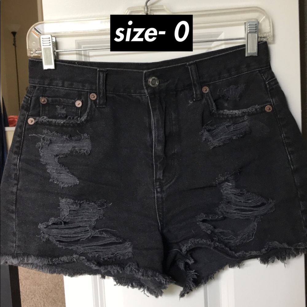 Black distressed shorts